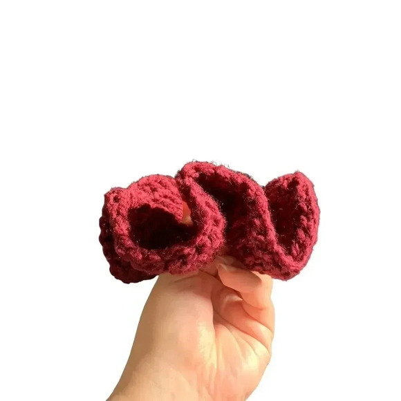 GIANT Oversized Crochet Scrunchie Hair Accessories Burgundy Handmade Coquette - Picture 5 of 7